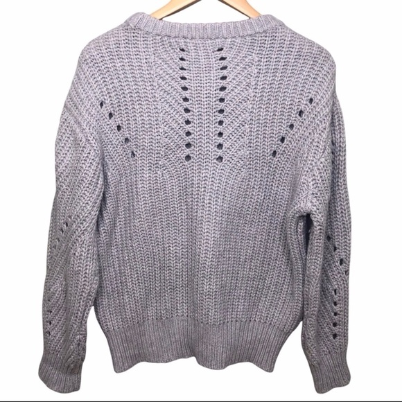 Vince Camuto Pointelle Sweater Open Knit Gray Size Large Pullover Style 5653133 - Picture 7 of 7